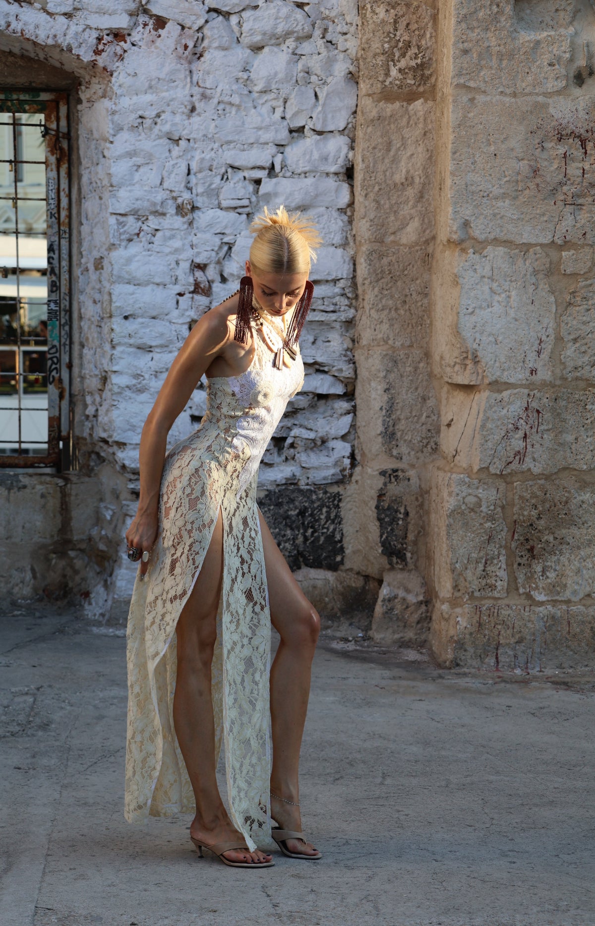 Versailles Lace Dress - Beige