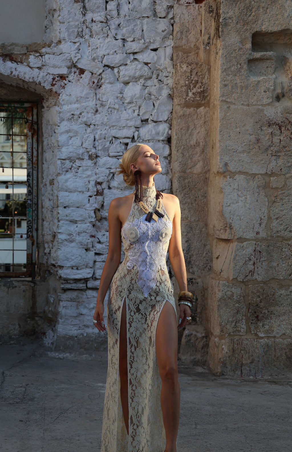 Versailles Lace Dress - Beige