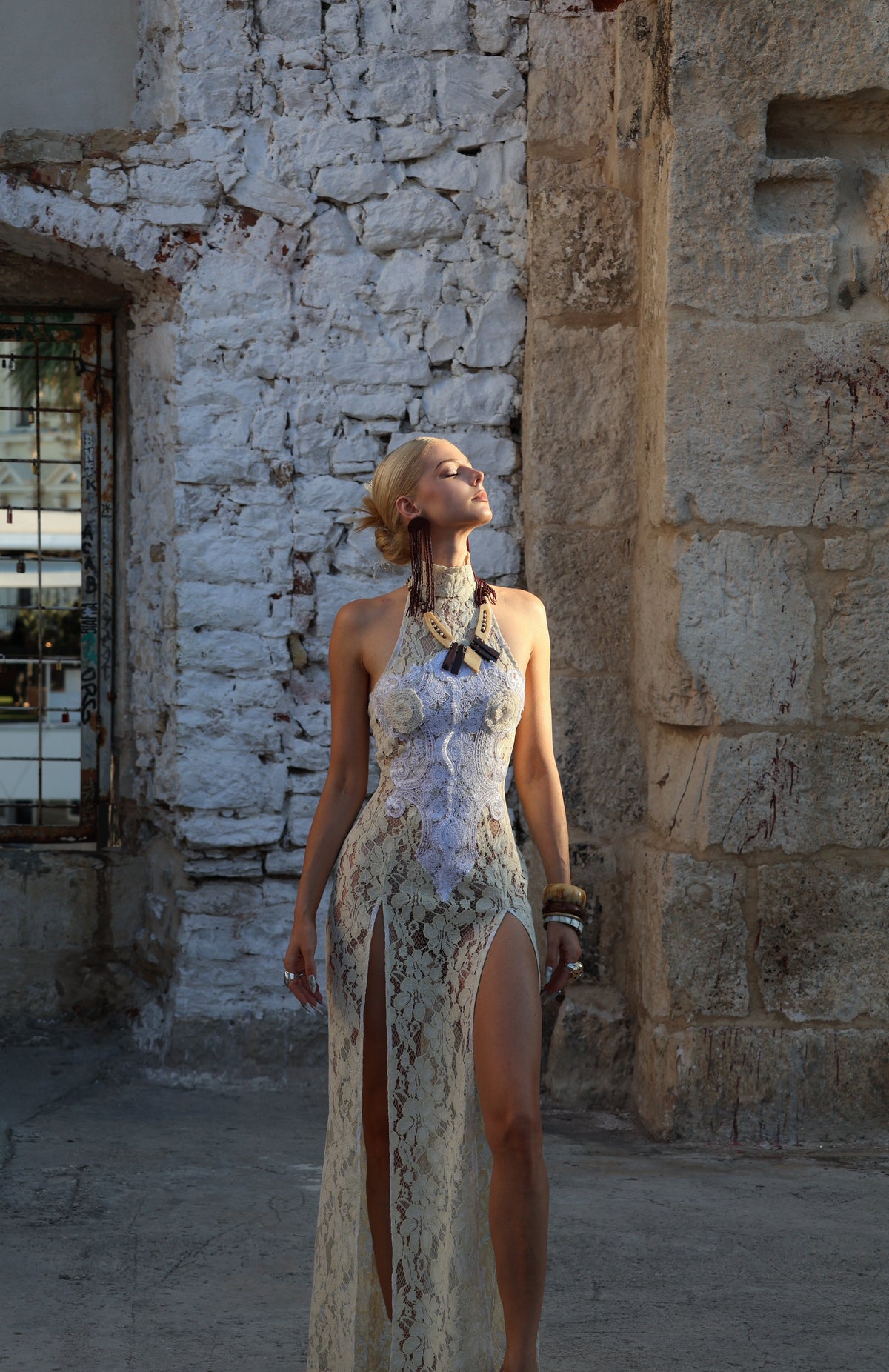 Versailles Lace Dress - Beige