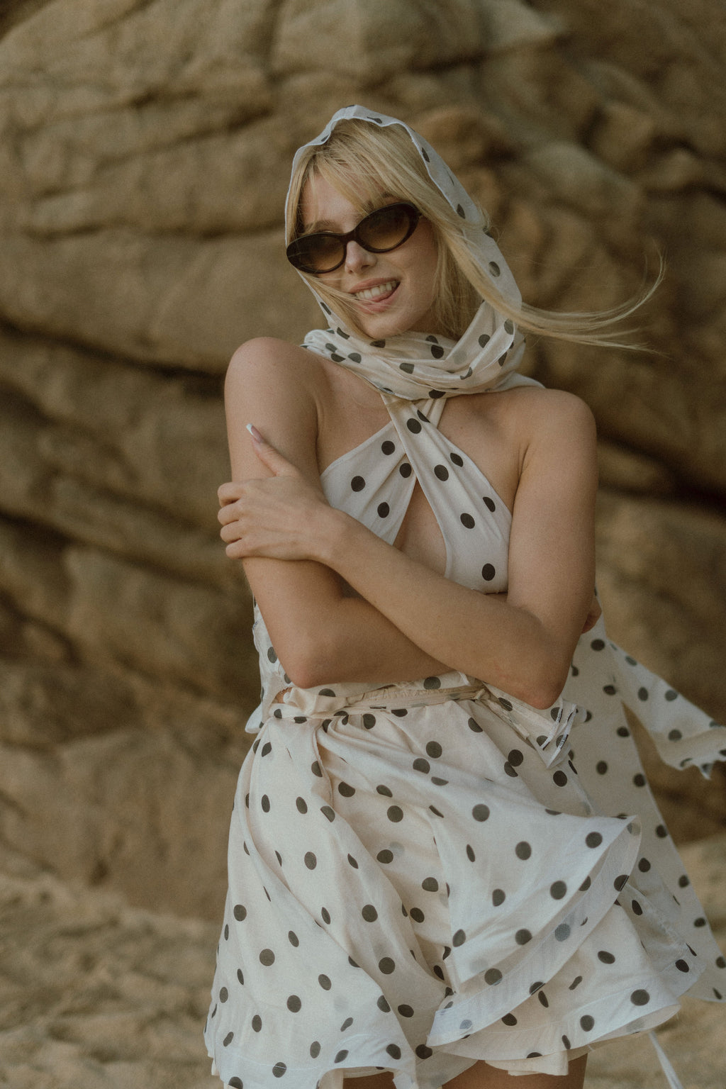 Polka Dot Halter Top & Mini Skirt Set