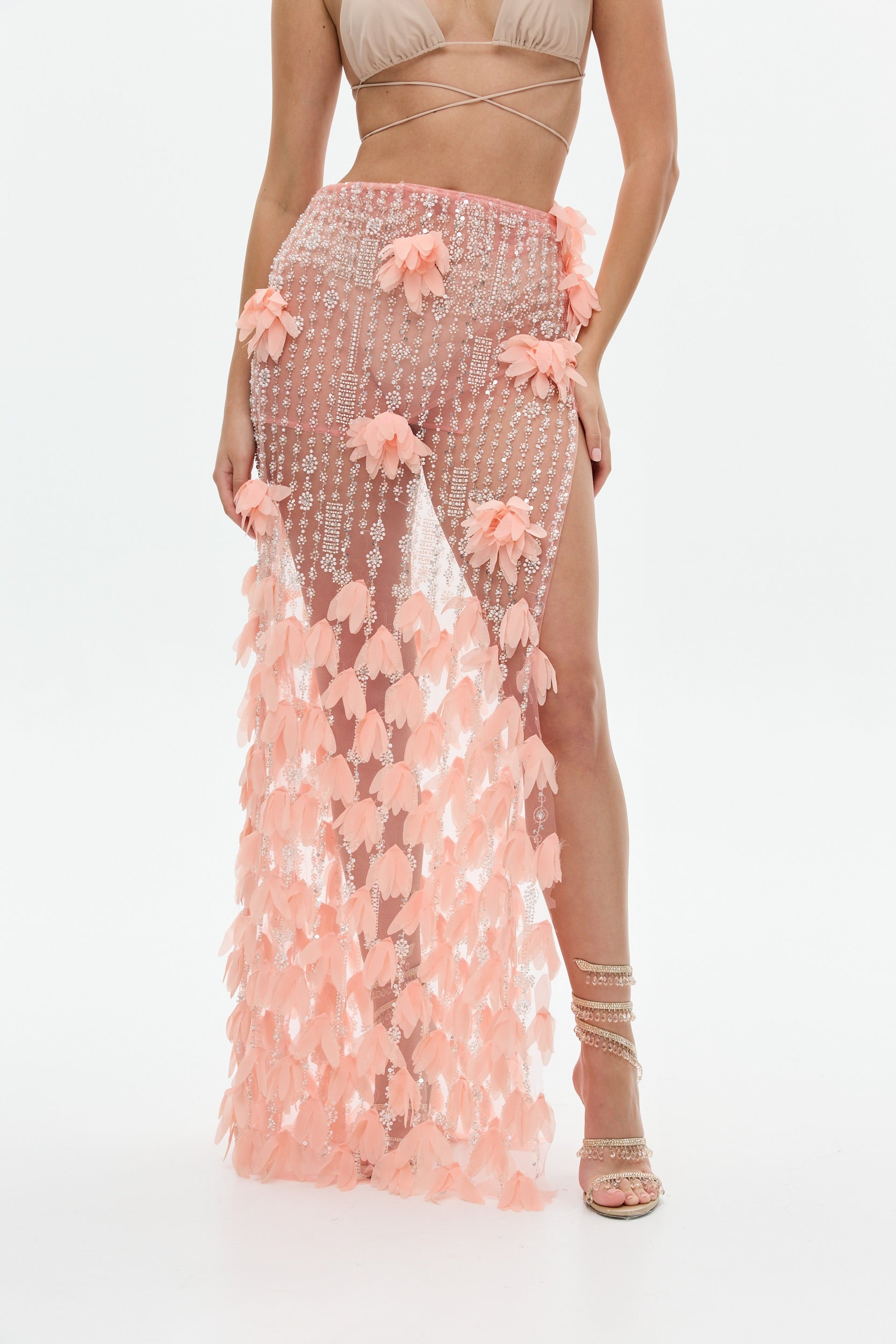 Embellished Sheer Maxi Skirt