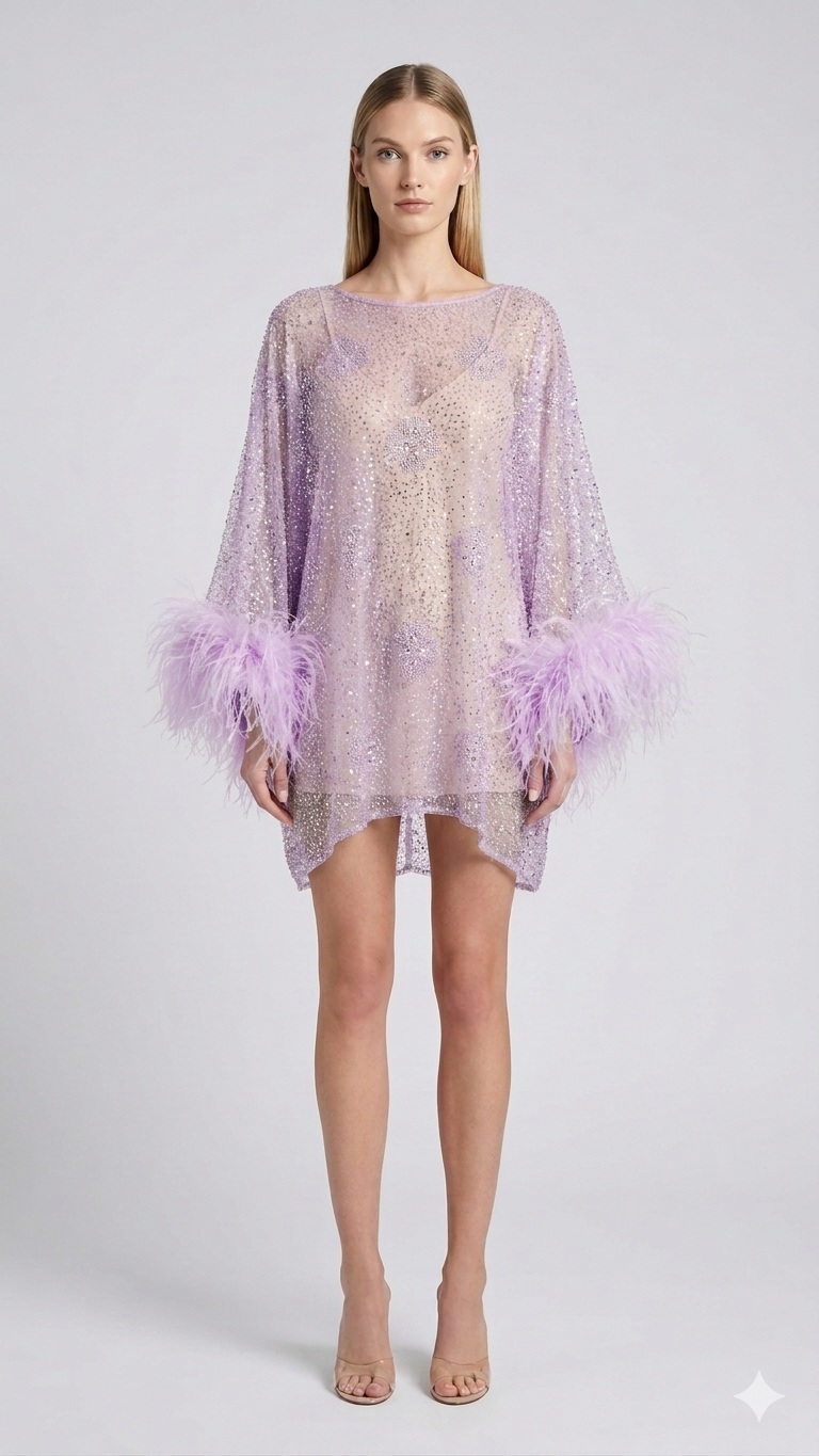 Aurora Feather Dress Purple